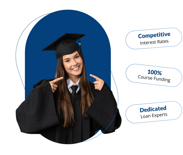 Graduate student with study abroad loan features